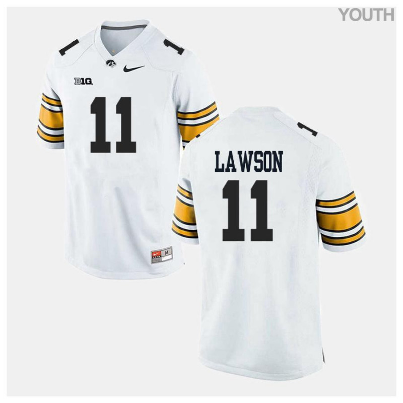 Youth Iowa Hawkeyes NCAA #11 AJ Lawson White Authentic Nike Alumni Stitched College Football Jersey PX34F42DO